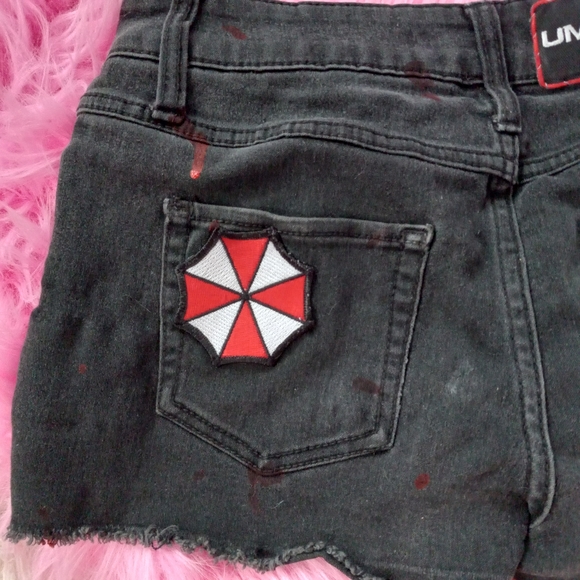 OOAK custom Resident Evil Umbrella Corp bloody shorts! Rage gear! - Picture 4 of 12